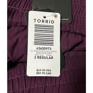 Torrid Cargo Pants 2R (18-20) NWT | Plus Size Stretch Challis Plum Casual Pants